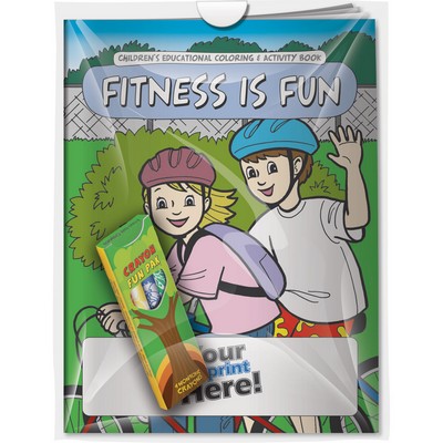 Combo Pack - "Fitness Is Fun" Coloring Book & 4-Pack of Crayon in a Poly Bag